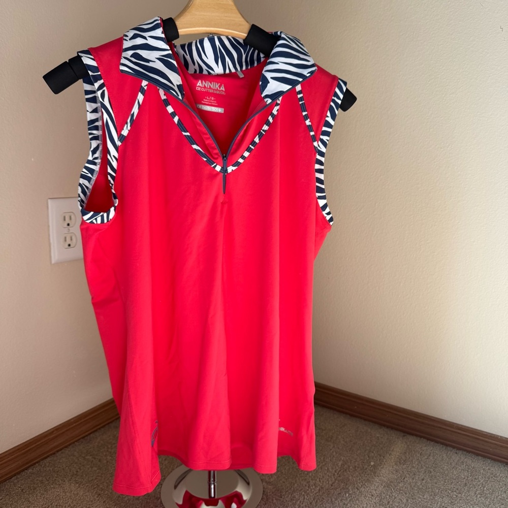 Annika Red Sleeveless Golf Top